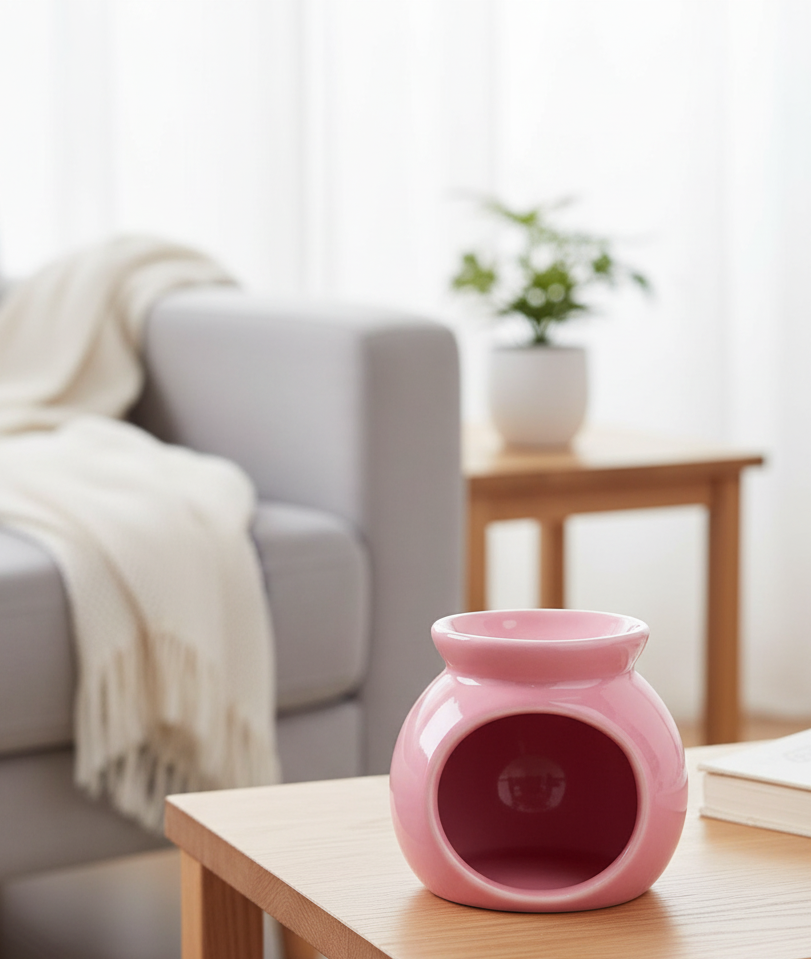 Rosa Serena - Pink Ceramic Wax Melter & Candle Gift Set